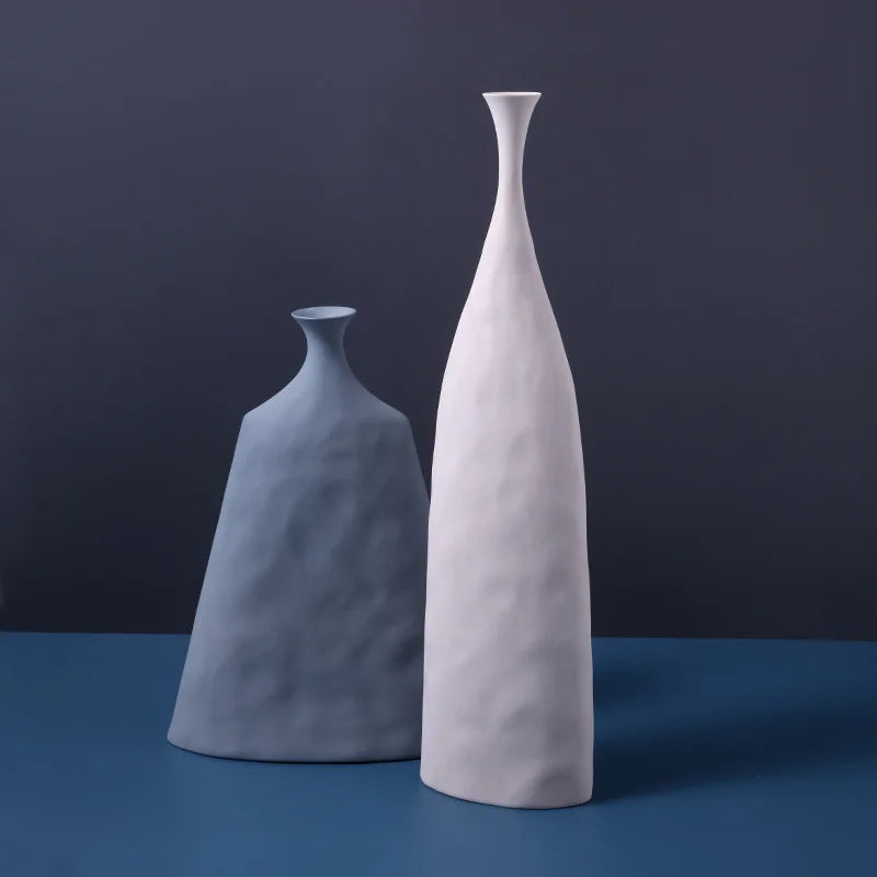 Grand Vase Géométrique à Poser au Sol | Style Morandi Décoratif