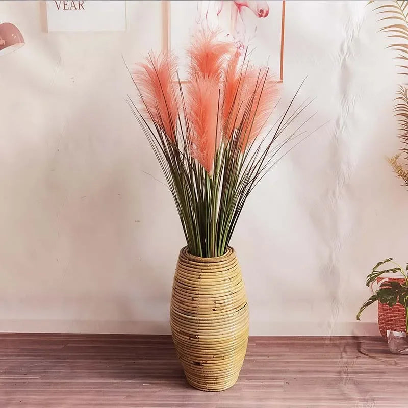 Vase en Rotin Indonésien Fait Main à Poser au Sol | Décoratif et Naturel