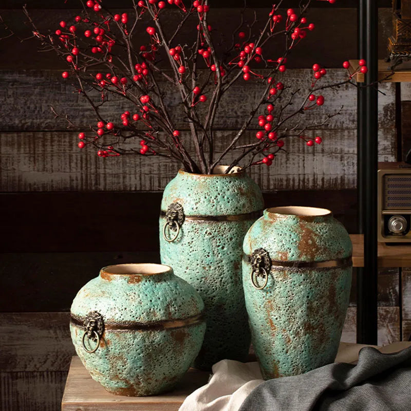 Grand Vase à Poser en Terre Cuite | Effet Vieilli Grec Antique