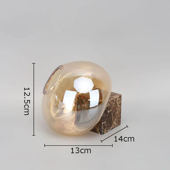 Petit Vase en Verre Ambre Moderne | Base en Marbre Élégante