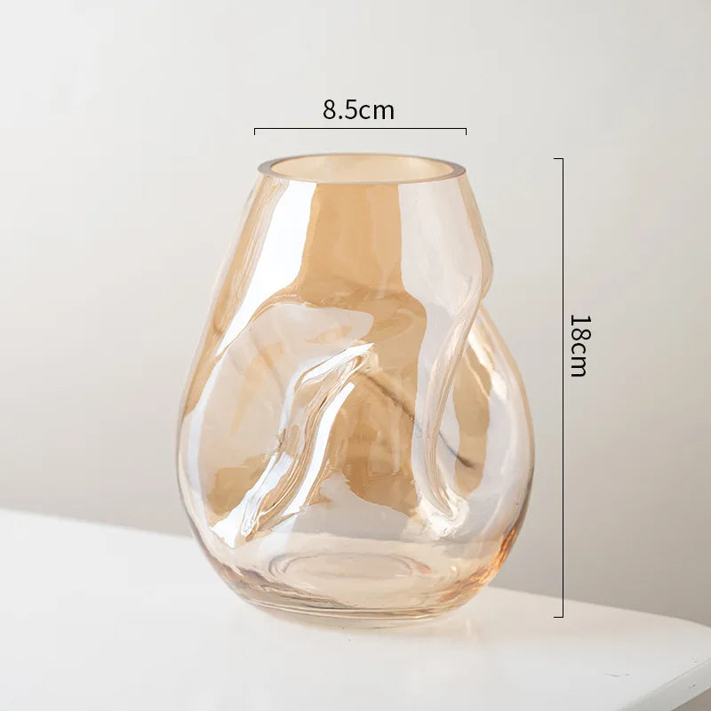 Petit Vase à Fleurs en Verre Scandinave Minimaliste | Design Irrégulier Décoratif