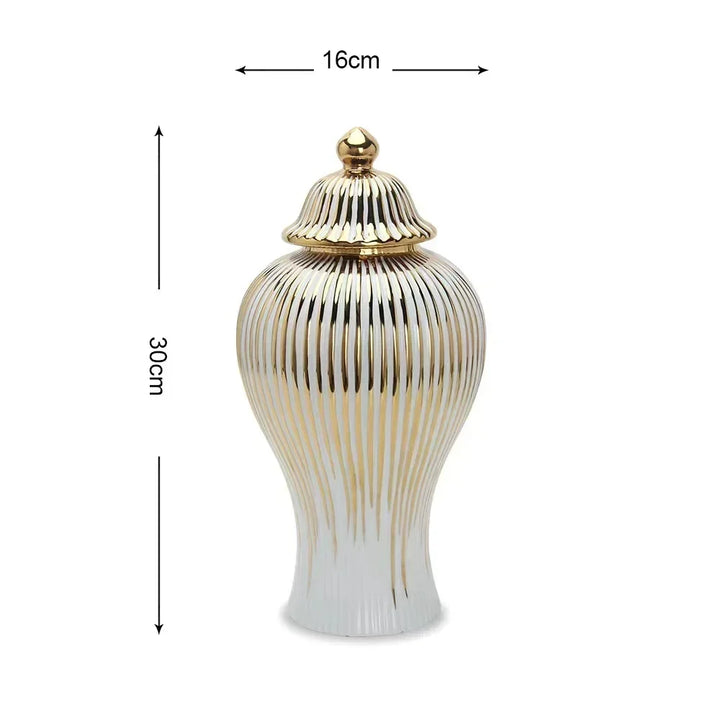 Vase Blanc Luxueux | Céramique Dorée et Élégant