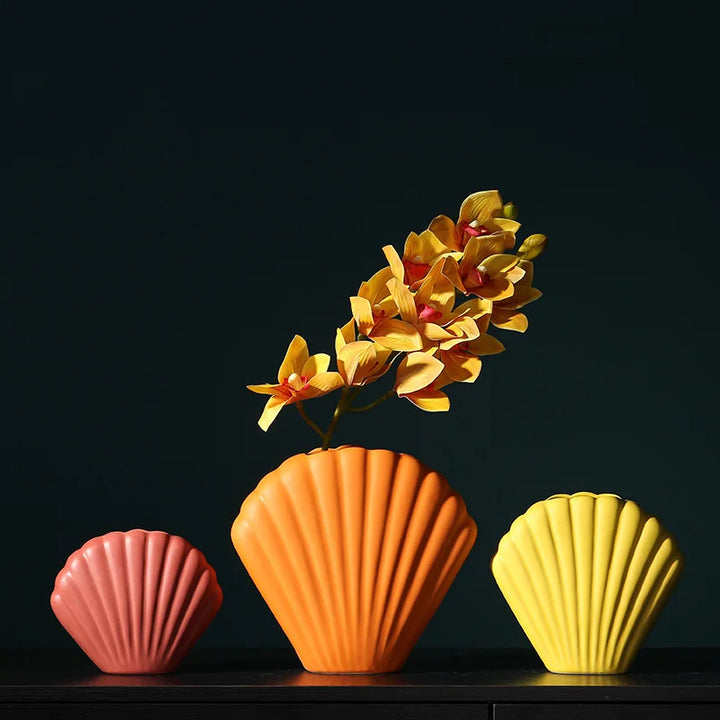 Vase à Fleurs Coquillage Décoratif | Céramique Moderne et Minimaliste