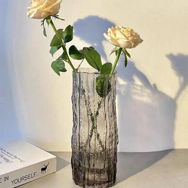 Vase à Fleurs en Verre Transparent | Design Glacier Élégant