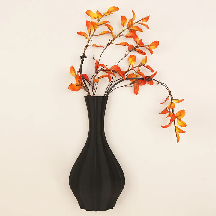 Vase à Fleurs Mural Minimaliste | Motif Géométrique Strié