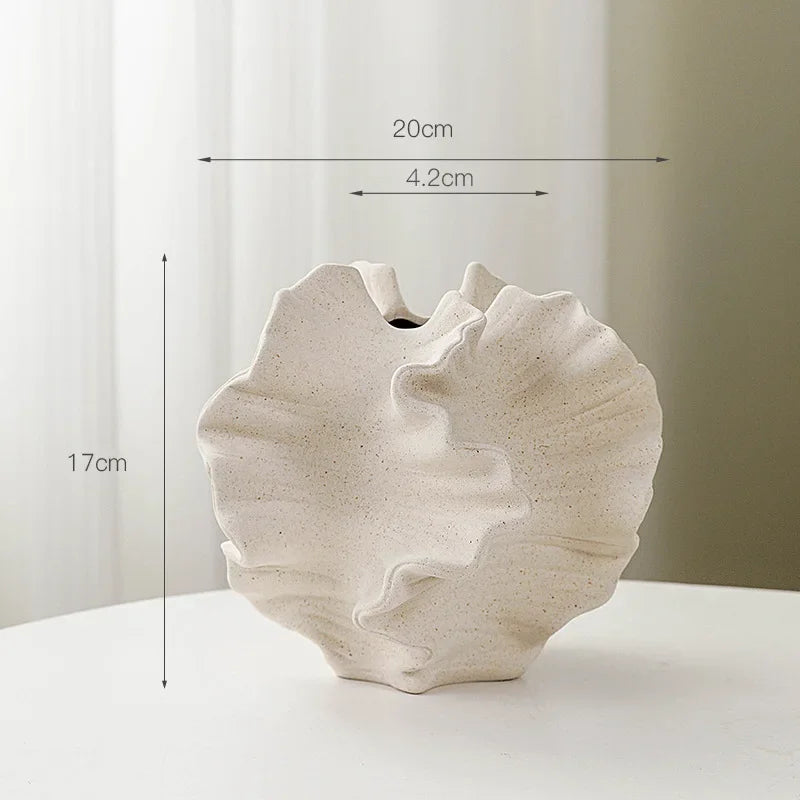 Vase Pampa Décoratif en Céramique | Design Pétale et Plis Élégants