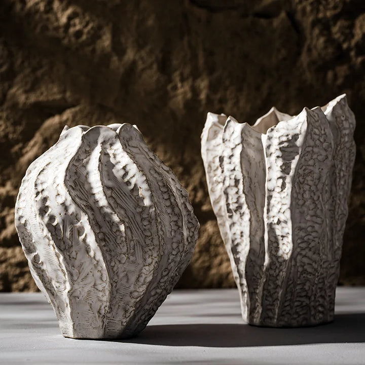 Vase en Céramique à Poser au Sol | Design Irrégulier et Style Scandinave