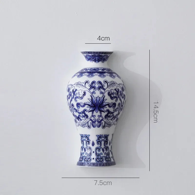 Vase Mural Chinois en Porcelaine Bleu et Blanc | L’Élégance Vintage