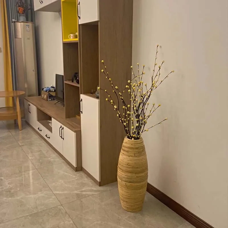 Vase en Rotin Indonésien Fait Main à Poser au Sol | Décoratif et Naturel