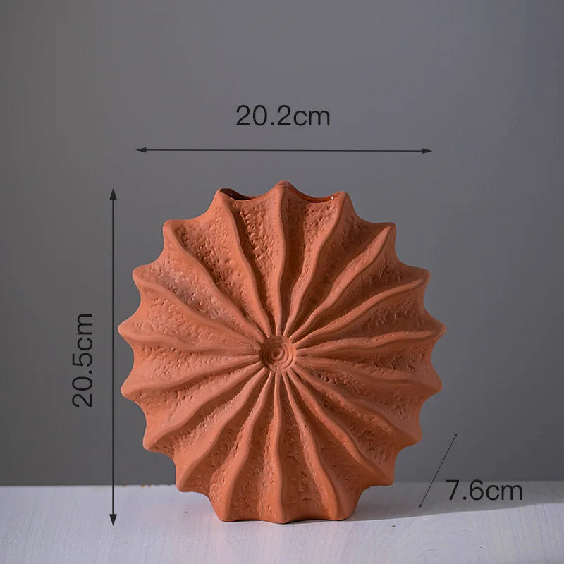 Vase en Céramique Scandinave Décoratif Moderne | Design Conque Terre Cuite