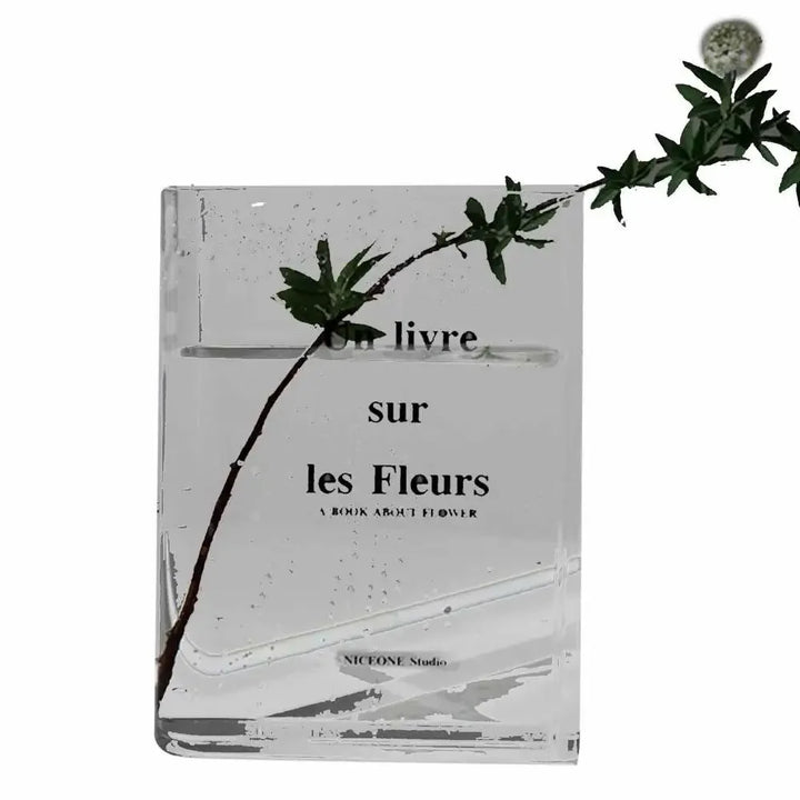 Vase à Fleurs en Forme de Livre Transparent | Design Moderne en Acrylique