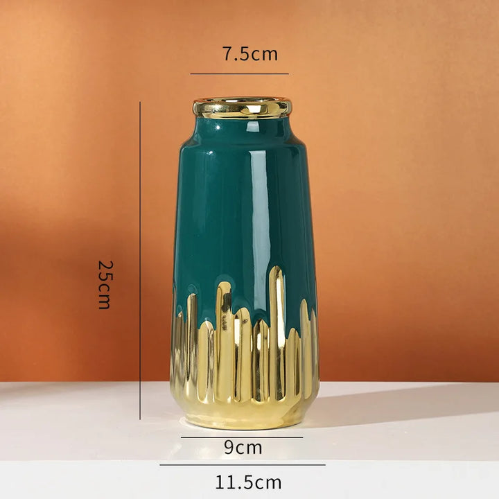 Grand Vase à Fleurs en Céramique | Design Moderne et Finitions Dorées