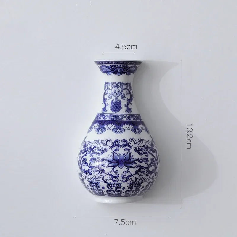 Vase Mural Chinois en Porcelaine Bleu et Blanc | L’Élégance Vintage