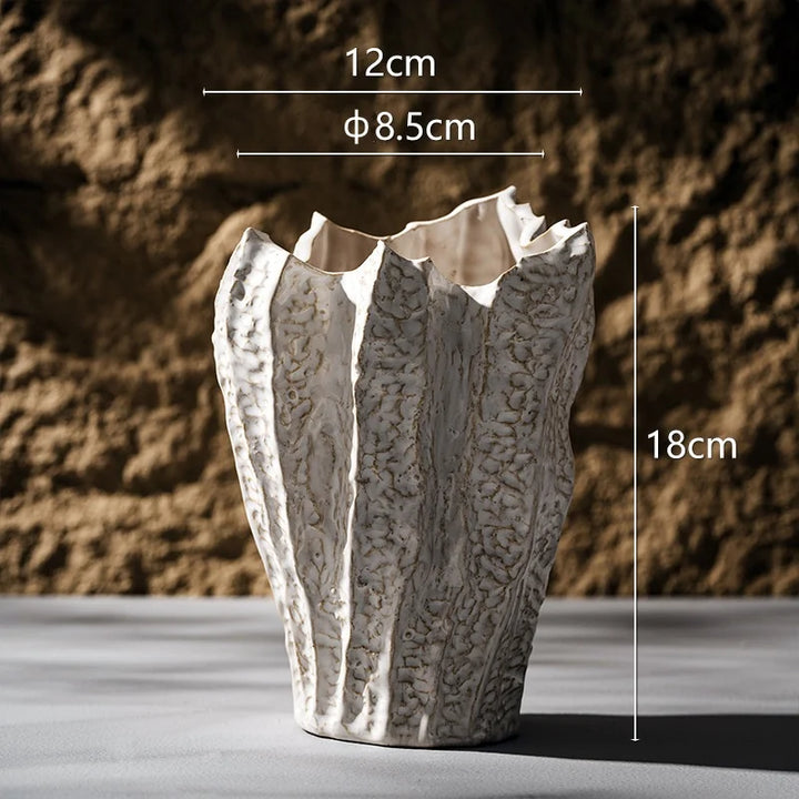 Vase en Céramique à Poser au Sol | Design Irrégulier et Style Scandinave