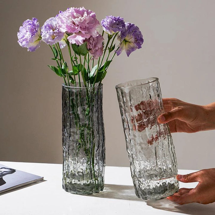 Vase à Fleurs en Verre Transparent | Design Glacier Élégant