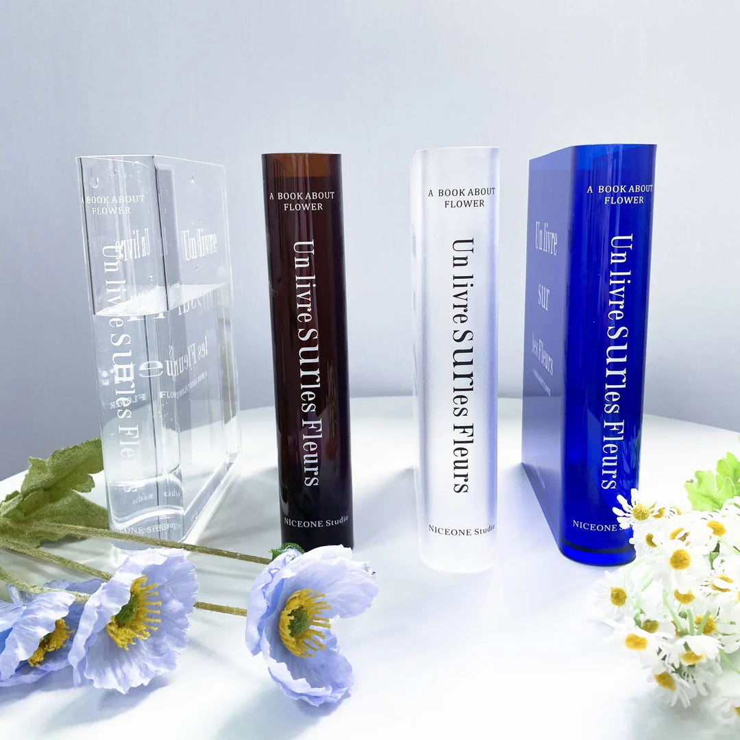Vase à Fleurs en Forme de Livre Transparent | Design Moderne en Acrylique