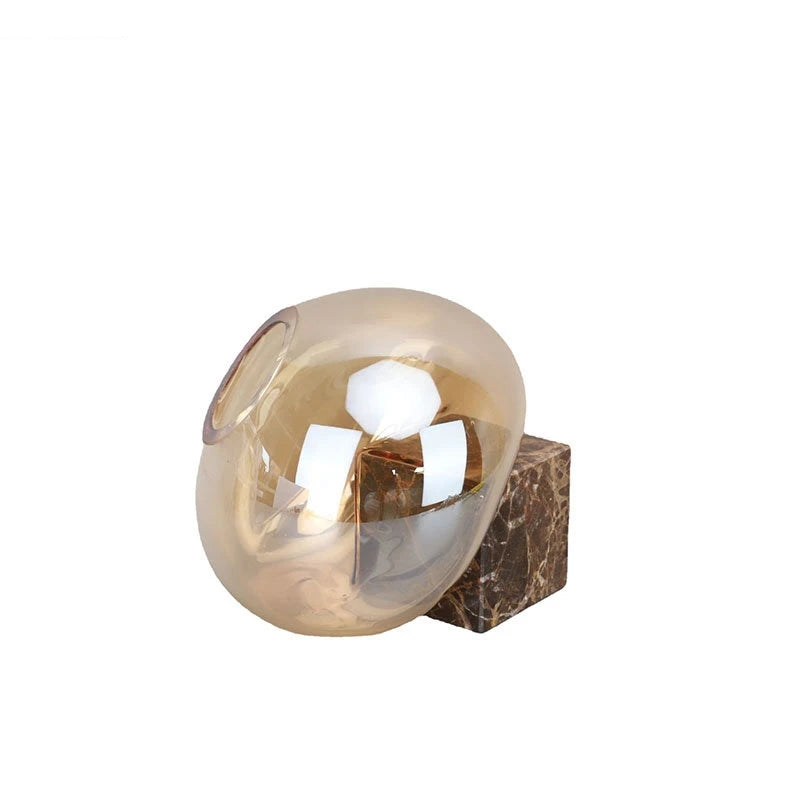 Petit Vase en Verre Ambre Moderne | Base en Marbre Élégante