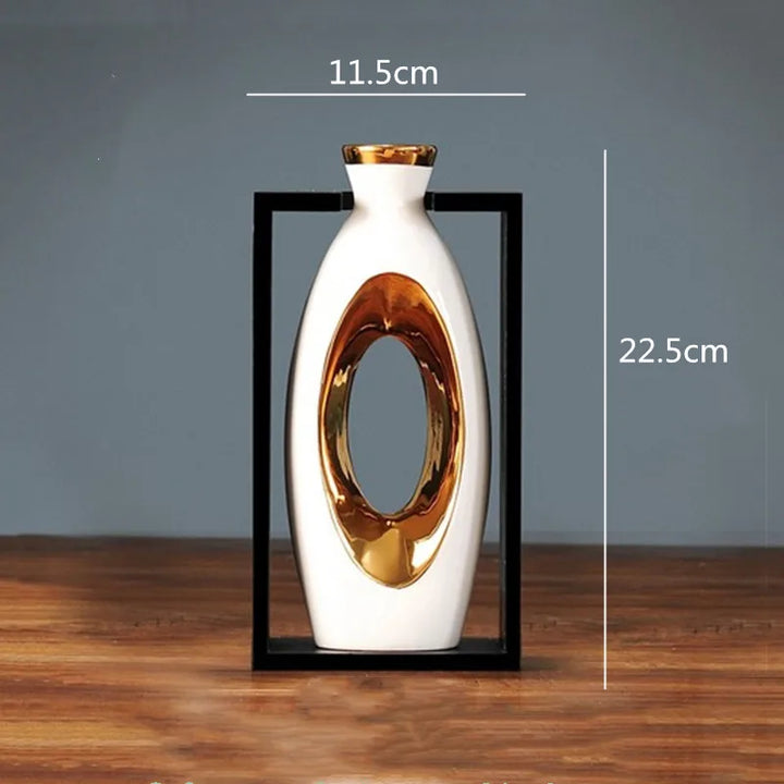 Vase Chinois en Céramique avec Cadre | Élégance Rétro