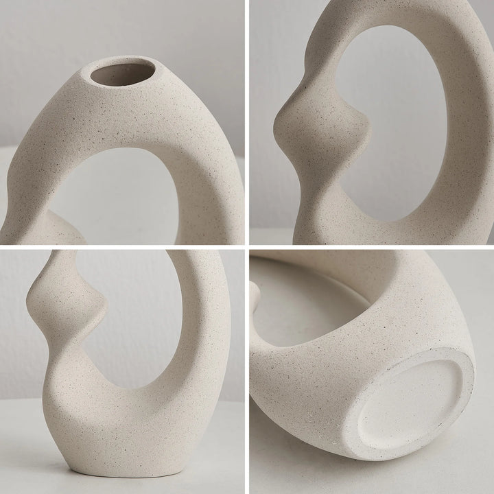 Ensemble de Deux Petits Vases Pampa Blanc Scandinave | Minimalistes et Épurés