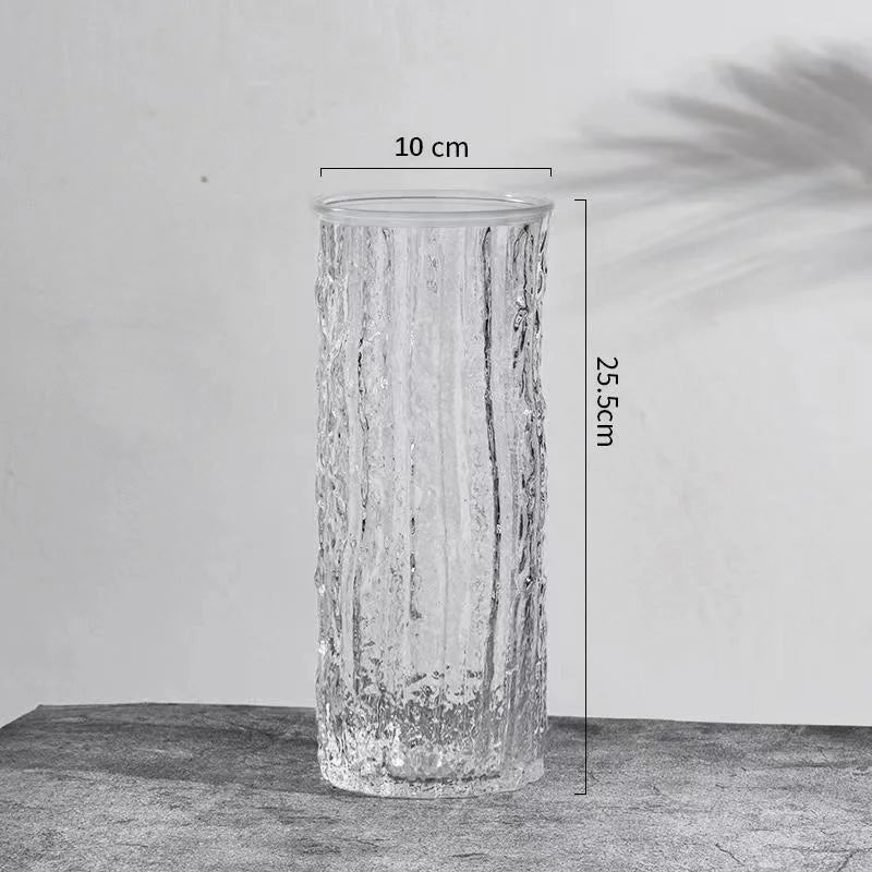 Vase à Fleurs en Verre Transparent | Design Glacier Élégant