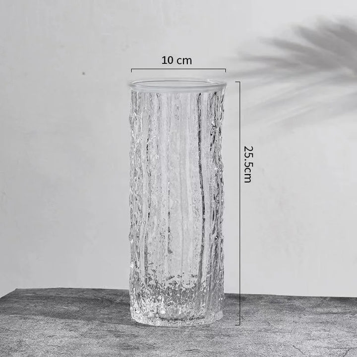 Vase à Fleurs en Verre Transparent | Design Glacier Élégant