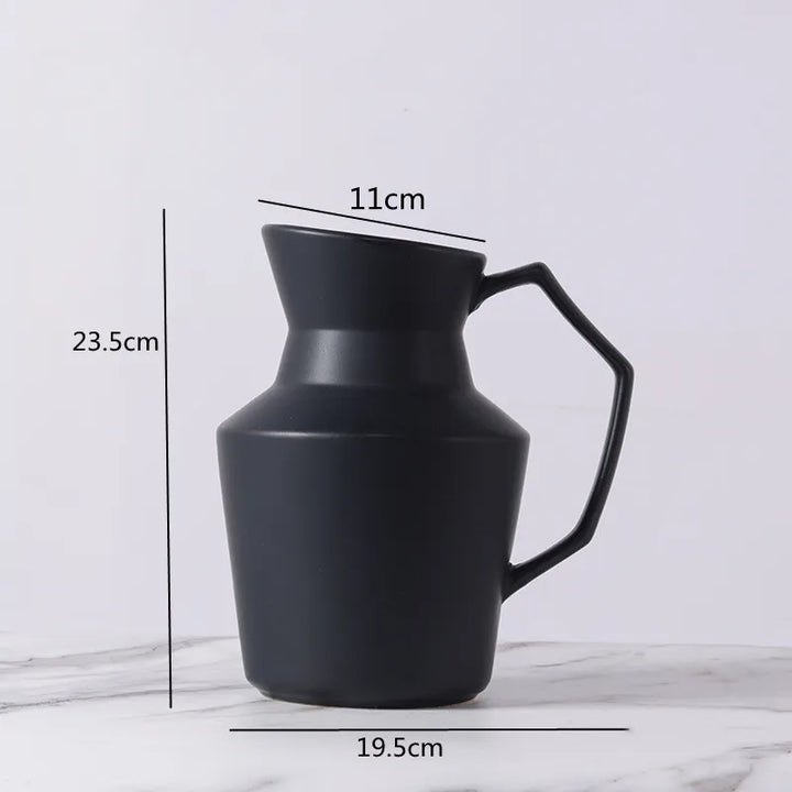 Grand Vase Décoratif Noir et Blanc à Rayures | Design Scandinave Minimaliste