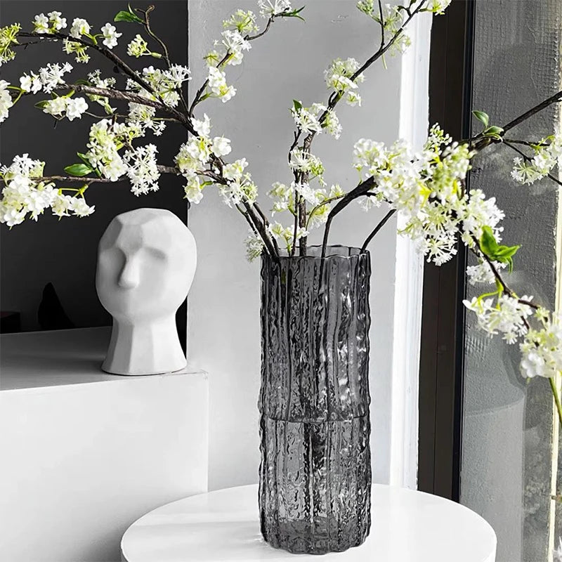 Vase à Fleurs en Verre Transparent | Design Glacier Élégant