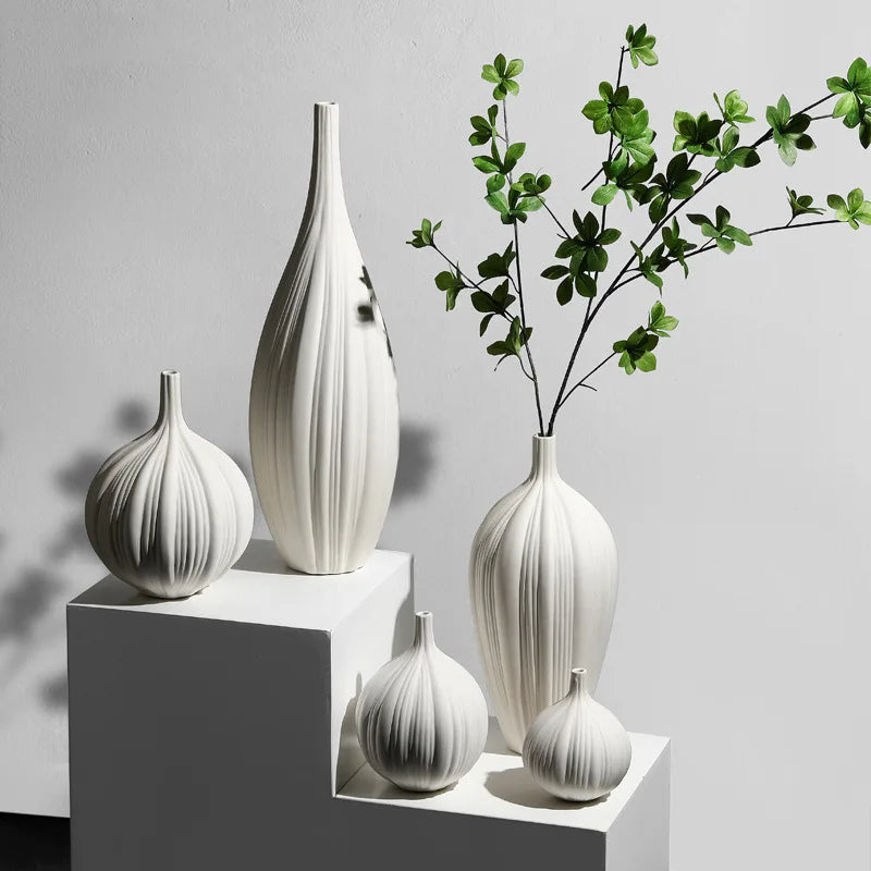 Vase Blanc Design et Décoratif en Céramique | Style Scandinave