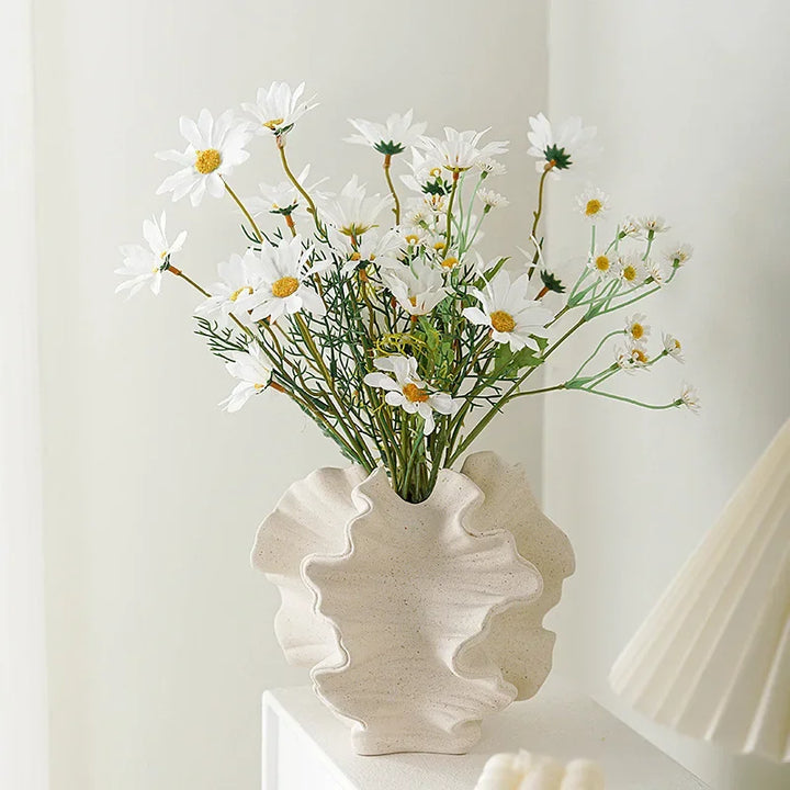 Vase Pampa Décoratif en Céramique | Design Pétale et Plis Élégants