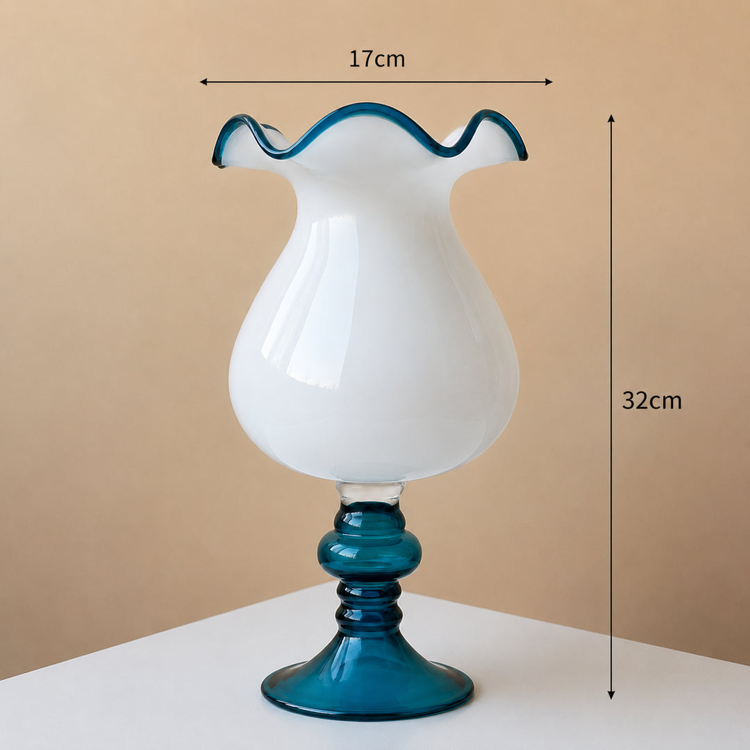 Vase Senior Sense | Style Rétro Vintage | Bleu et Blanc