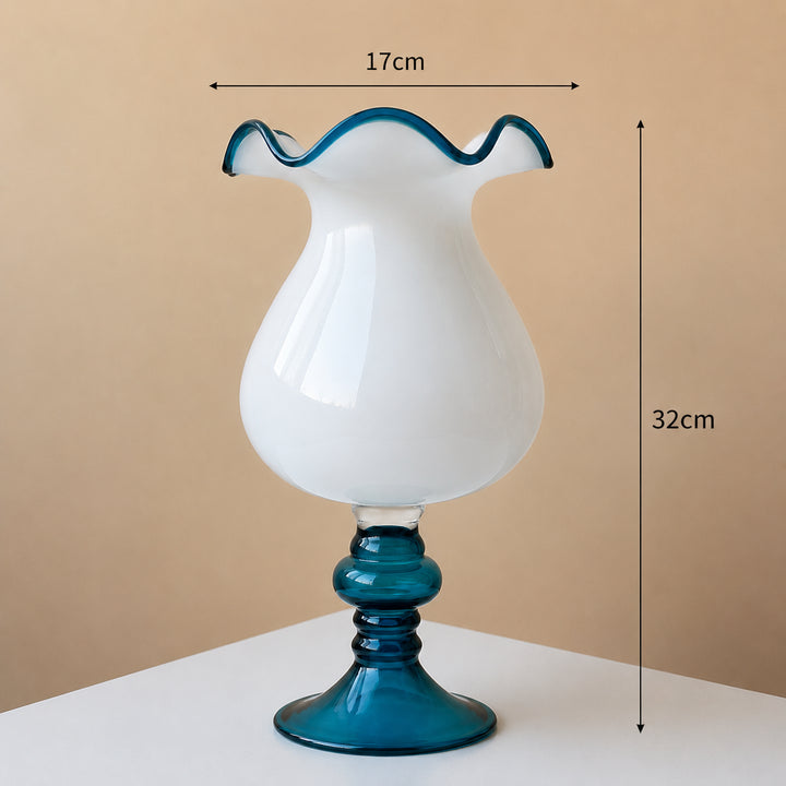 Vase Senior Sense | Style Rétro Vintage | Bleu et Blanc