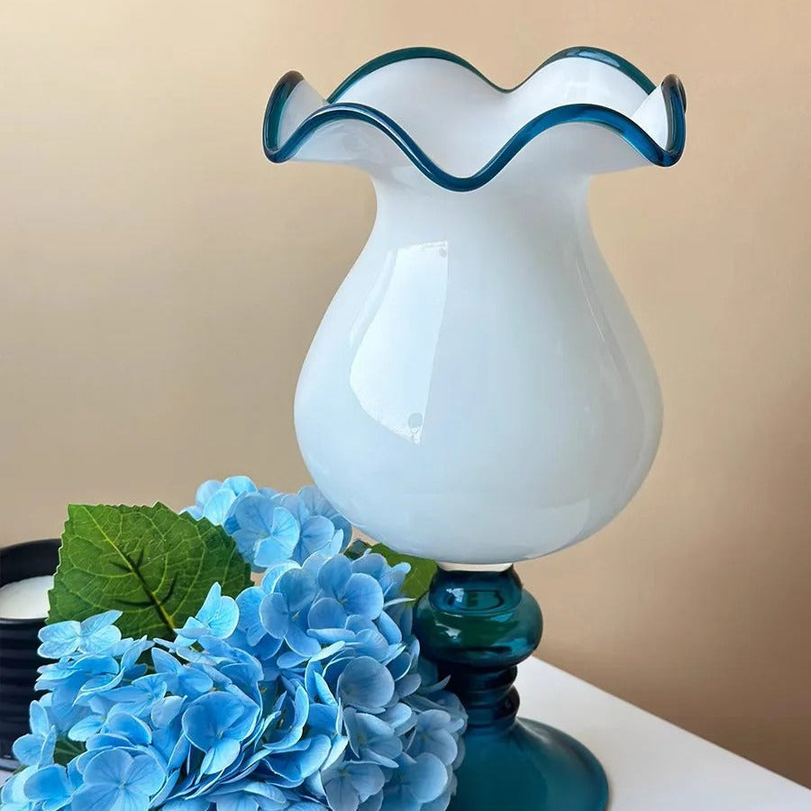 Vase Senior Sense | Style Rétro Vintage | Bleu et Blanc