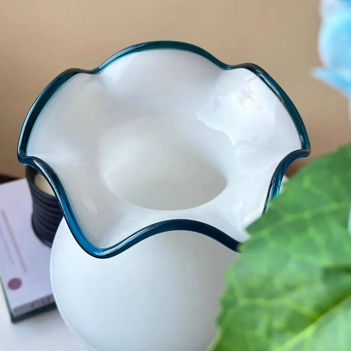 Vase Senior Sense | Style Rétro Vintage | Bleu et Blanc