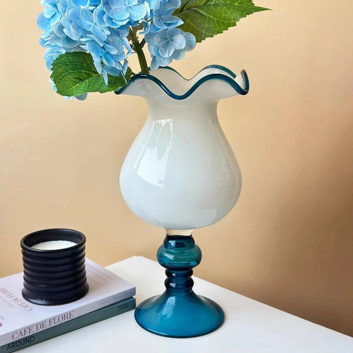 Vase Senior Sense | Style Rétro Vintage | Bleu et Blanc