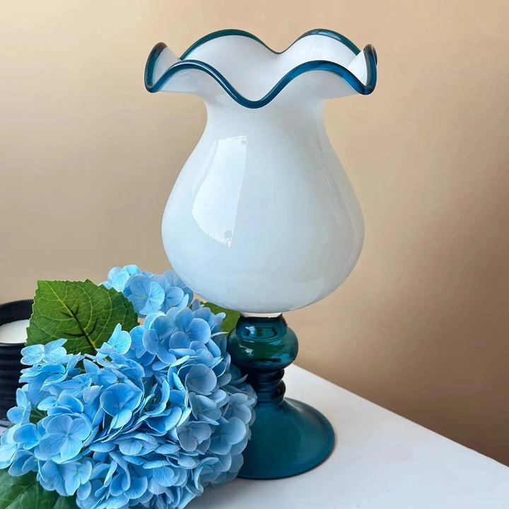 Vase Senior Sense | Style Rétro Vintage | Bleu et Blanc