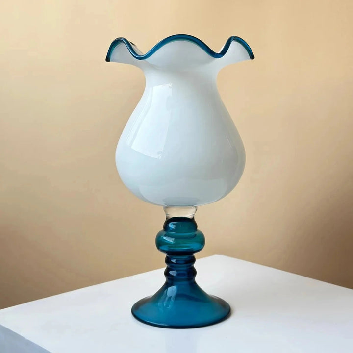 Vase Senior Sense | Style Rétro Vintage | Bleu et Blanc