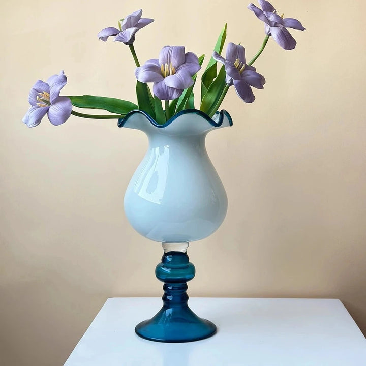 Vase Senior Sense | Style Rétro Vintage | Bleu et Blanc