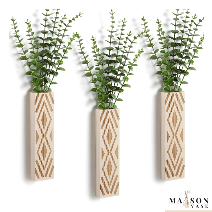 Vase à fleurs Murale Suspendu en Bois Naturel | Style Minimaliste et Décoratif