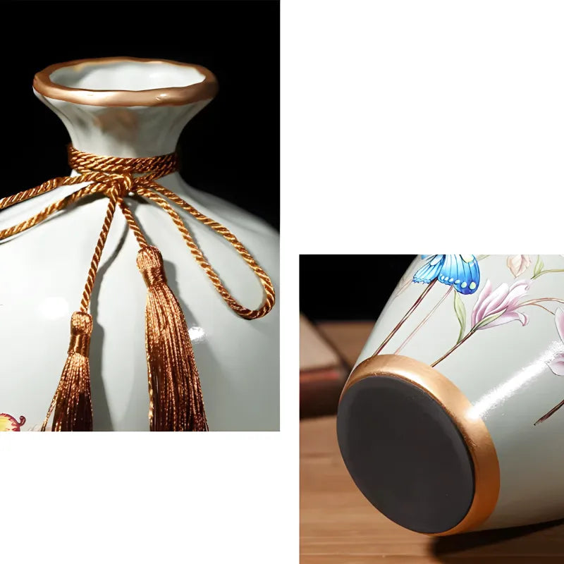 Ensemble de 2 Vases Décoratifs avec Élément Assorti – Céramique de Luxe, 3 Pièces - Maison Vase