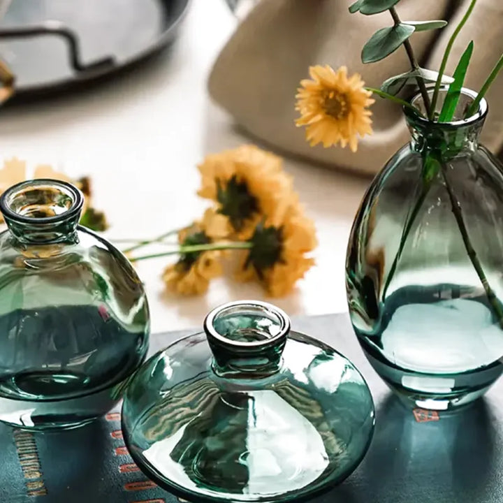 Ensemble de Trois Petits Vases en Verre | Design Moderne et Raffiné - Maison Vase