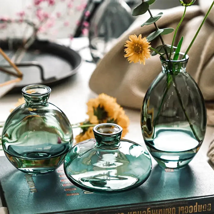 Ensemble de Trois Petits Vases en Verre | Design Moderne et Raffiné - Maison Vase