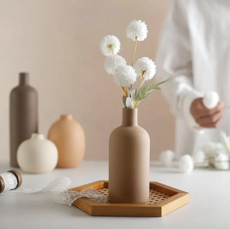 Ensemble de Vase Céramique Minimaliste | Déco Salon Beige et Taupe | Oréna - Maison Vase