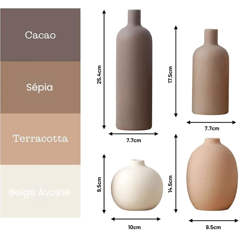 Ensemble de Vase Céramique Minimaliste | Déco Salon Beige et Taupe | Oréna - Maison Vase