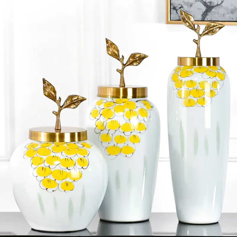 Grand Vase à Fleurs Blanc au Style Européen | Décoratif, Moderne et Luxueux - Maison Vase