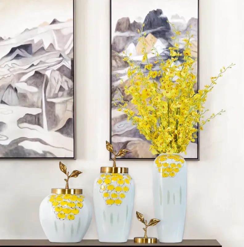 Grand Vase à Fleurs Blanc au Style Européen | Décoratif, Moderne et Luxueux - Maison Vase