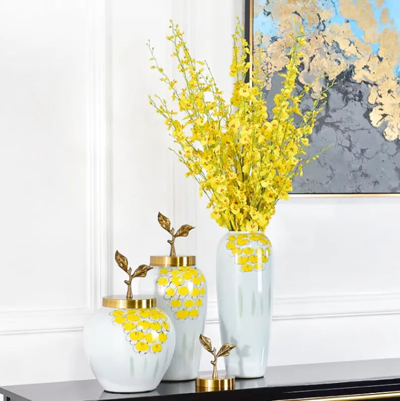 Grand Vase à Fleurs Blanc au Style Européen | Décoratif, Moderne et Luxueux - Maison Vase