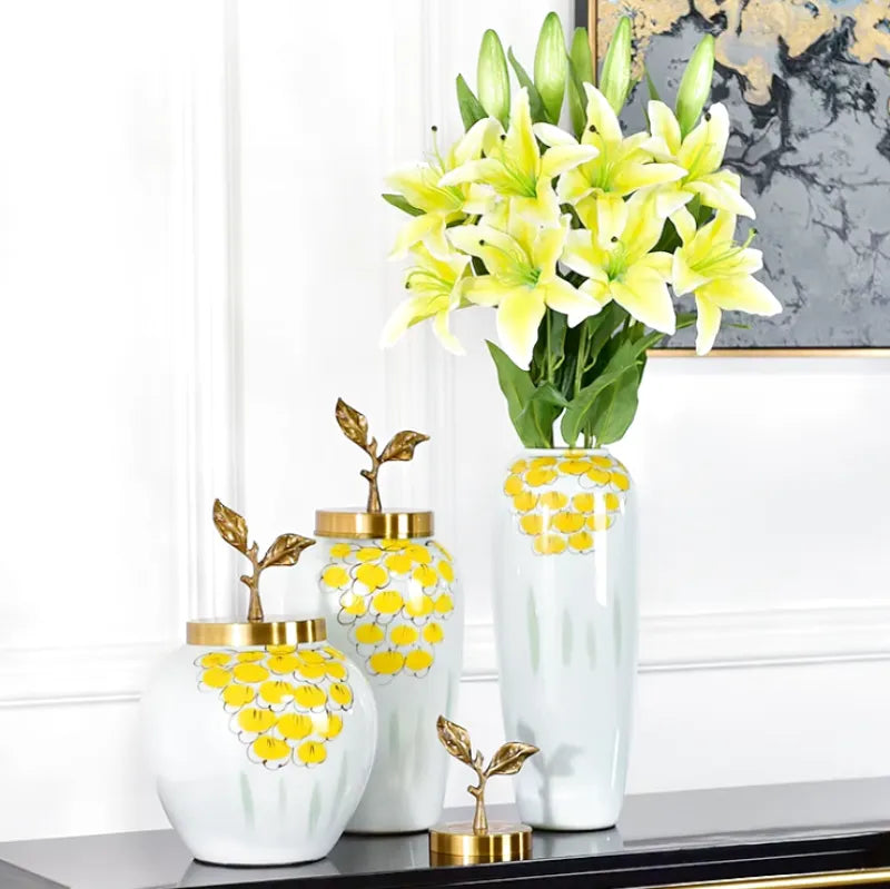 Grand Vase à Fleurs Blanc au Style Européen | Décoratif, Moderne et Luxueux - Maison Vase