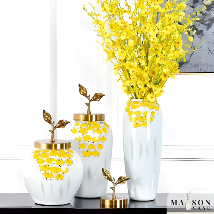 Grand Vase à Fleurs Blanc au Style Européen | Décoratif, Moderne et Luxueux - Maison Vase