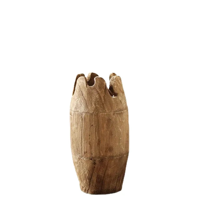 Grand Vase à Fleurs Décoratif en Bois | Forme Cylindrique - Maison Vase