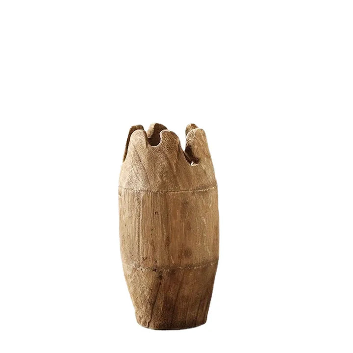 Grand Vase à Fleurs Décoratif en Bois | Forme Cylindrique - Maison Vase